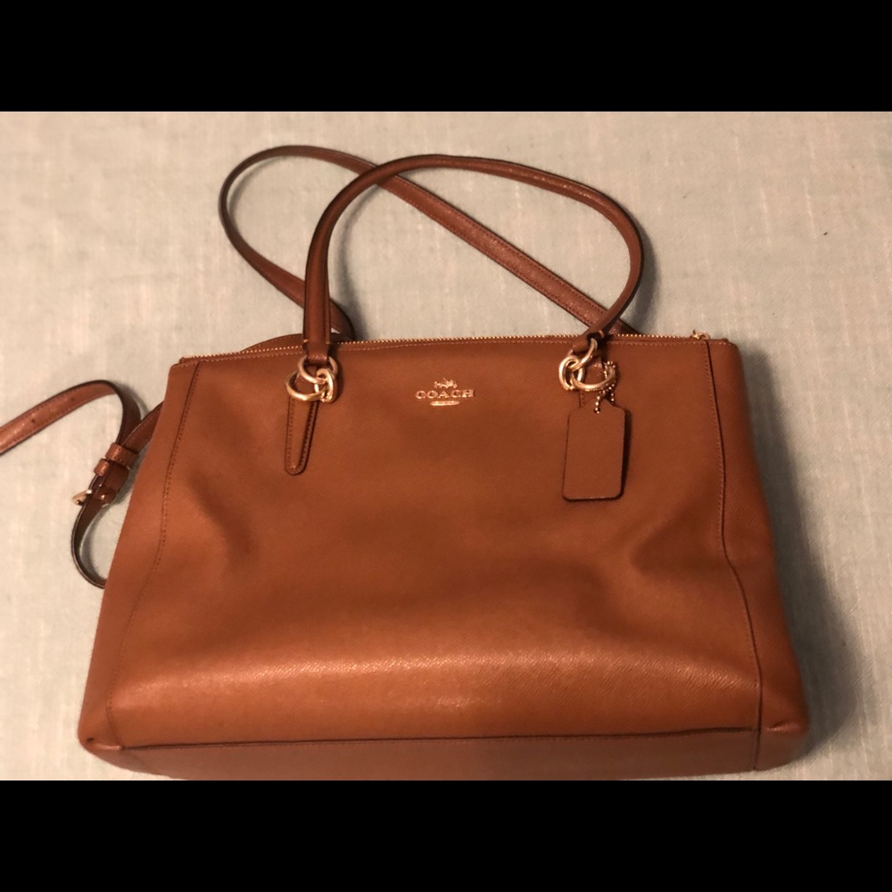 Coach pebble leather brown bag